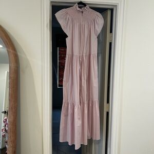 Sea New York Pink Tiered Maxi Dress with Flutter Sleeves